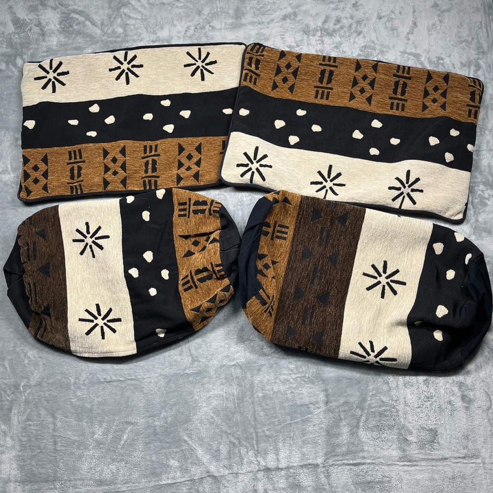 8th Avenue Trading Co Pillow Covers 4pc Set Brown Black Tribal Geometric Boho
